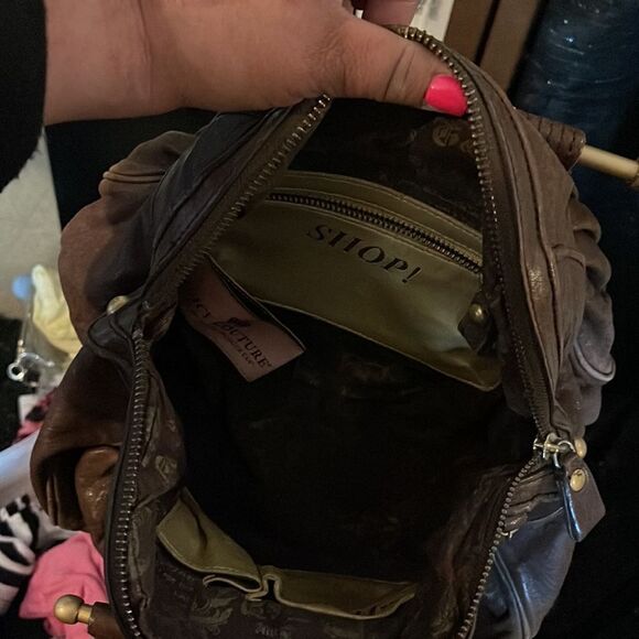 VINTAGE LEATHER JUICY COUTURE SATCHEL/bag/purse/pocketbook brown leather - Picture 4 of 14